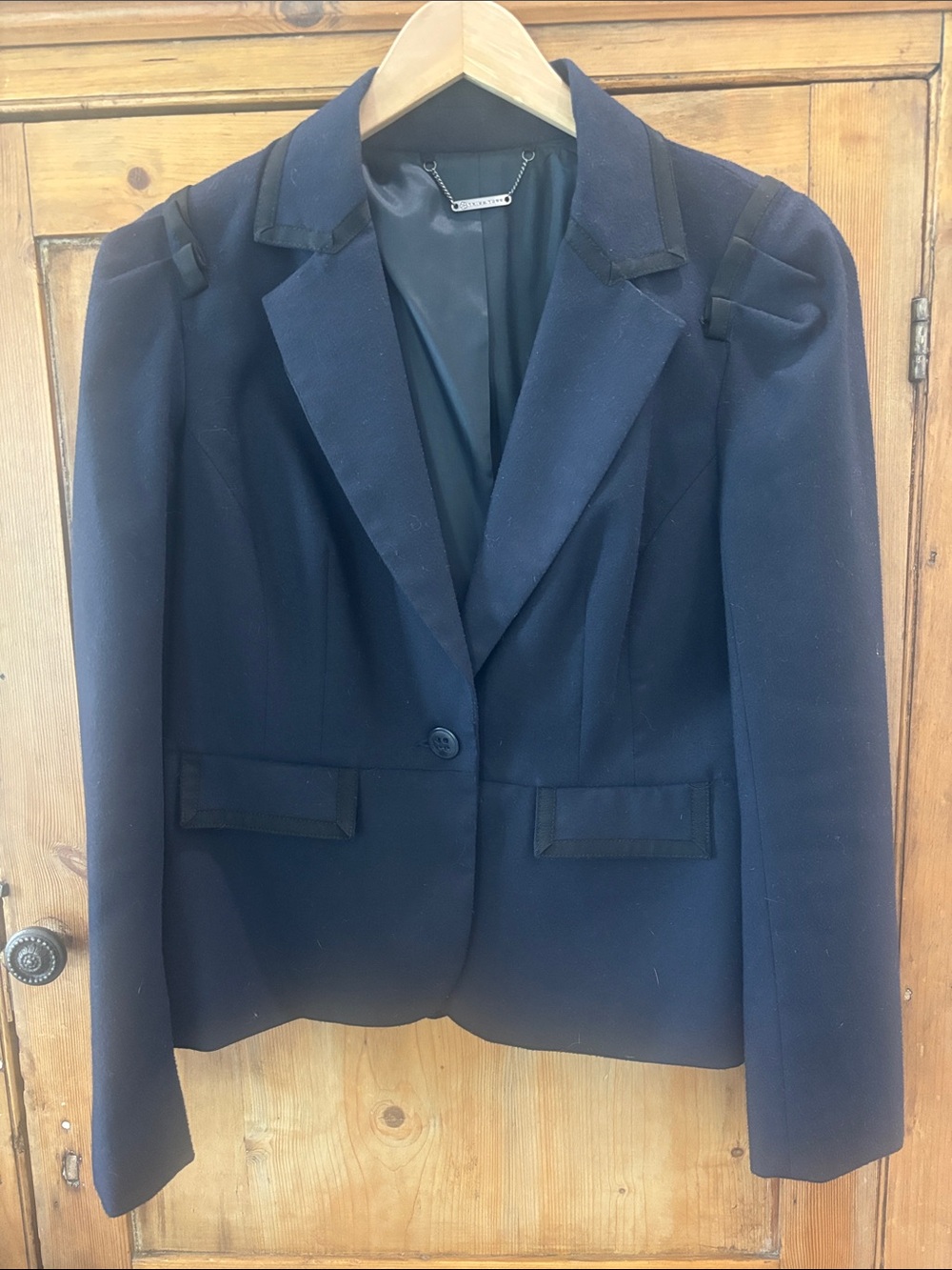 Trina Turk Navy Single-Button Tailored Blazer